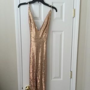 CHARLOTTE RUSSE -ROSE GOLD SEQUIN JUMPSUIT
